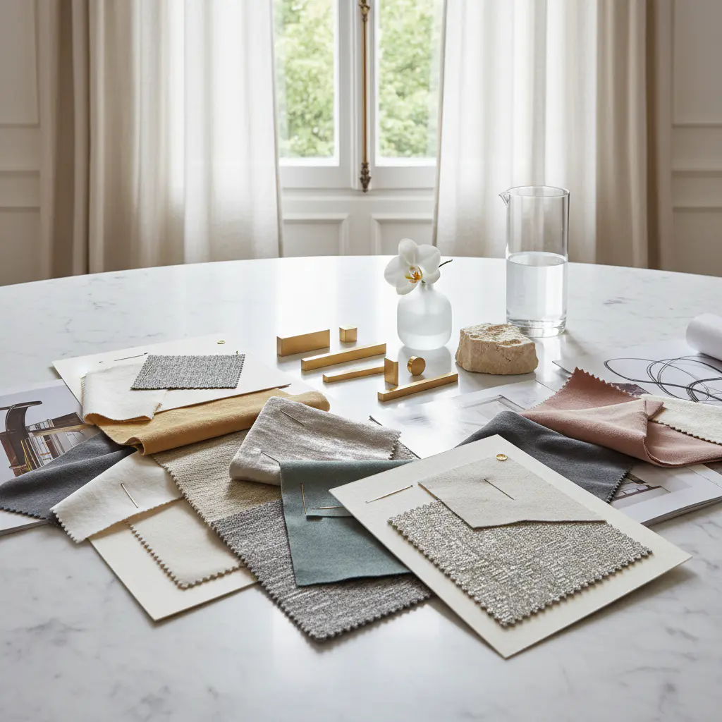 Design consultation with fabric swatches